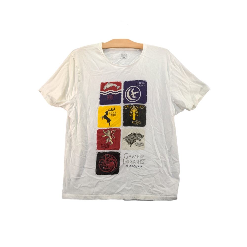Game of Thrones Women's House Flags Coat of Arms T Shirt Size XL White HBO 2015